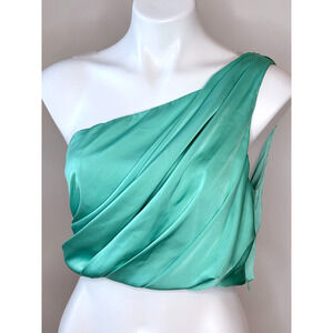 DO+BE Seafoam Green One Shoulder Satin Top Size M